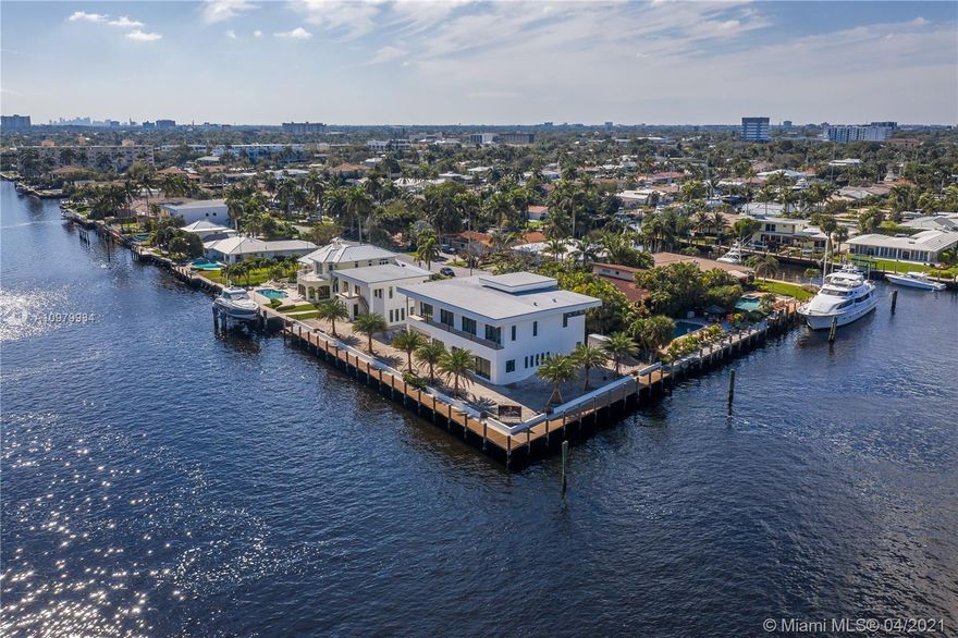 Another Luxurious Brand New Construction Estate Designed By Karam Brothers. This magnificent point lot estate is conveniently situated on one of the wider canals in the area and only minutes to Hillsboro inlet. 
ULTIMATE Yachter's dream with 267 feet of water frontage offering breathtaking views and all the benefits of waterfront living. The contemporary architecture and layout design offer a stunning main house featuring top-of-the-line upgrades and finishing touches and a separate carriage house perfect for your guests, captain or private gym. Call today for details and to schedule your private tour.