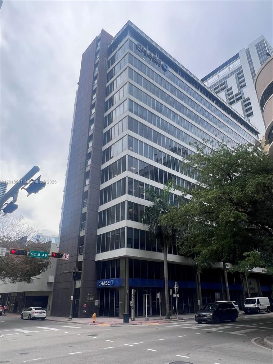 Elevate your business presence at the highly sought-after Chase Bank Building in the heart of Downtown Miami.  This professional office condo combines location, convenience and prestige in one of Miami's most connected business districtss, giving it long term appeal for both owner-user and investors.  This unit features a versatile layout with an expansive open workspace and a private office ideal for professionals seeking a polished corporate environment.  It's a prime opportunity for financial professionals, Real Estate groups, creative or consulting agencies, attorneys or growing companies looking for a central Miami address with strong long-term value.  Immediate proximity to Brickell, The Courthouse District, Whole Food, fine dining, hotels, Metromover and major highways including I-95 providing exceptional convenience for both clients and employees.