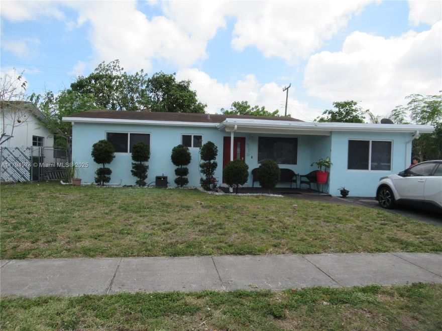 This home is cute as a button' has master bedroom suite, 3 more bedrooms and a family bathroom, living/dining room combo, new kitchen with custom cabinets center isle, stainless steel appliances, farmer sink, pantry and has Italian porcelain tiles throughout,  had a garage, but was legally converted to the 4rth bedroom with closet, giving 274 sqft. more to living space, has Impact windows and doors, titan water heater, high hat lights, fans in each room, screened rear, ample yard with lots of fruit trees, large wood shed,  roof was done in 2021, front and rear garden, driveway fits up to 5 cars, near shopping plazas and most major roads and highways. ""just bring your toothbrush and move right in"" SELLER IS MOTIVATED TO SELL