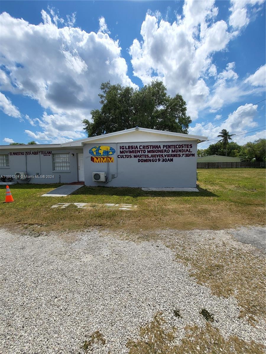 Incredible opportunity to redevelop this piece of land. Property located across from Lowes next to Campbell Drive and frontage to 162nd Avenue. Property has 4 separate buildings. Bldg 1 being used as a church with 3 half baths & 1 complete bathroom & office. Bldg 2 being us as a religious school with 1 half bath. Bldg 3 is an efficiency with complete bathroom. And bldg 4 being used as a kitchen. Buyer to do all due diligence. The property has ample parking space & offers a variety of possibilities.