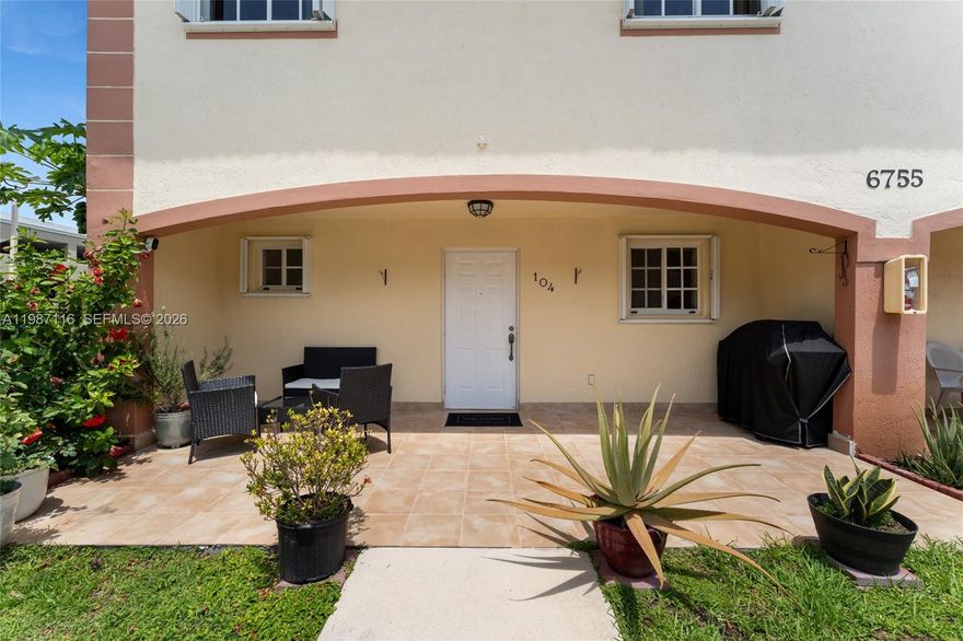 Beautiful Townhouse-Style Condo in Gated Community – 3 Bed / 2.5 Bath. This spacious and well-maintained townhouse-style condo features 3 bedrooms, 2 full bathrooms, and 1 half bathroom in a secure, gated community. Enjoy a modern kitchen with upgraded stainless steel appliances, and a recently replaced A/C unit. The home boasts tile flooring throughout, including a tiled front porch perfect for relaxing. The master bedroom is generously sized, featuring its own private bathroom, a large walk-in closet, and access to attic space for extra storage. Additional features include a water softener system, in-unit laundry, and secured entry. Parking is a breeze with two assigned spaces and ample visitor parking with decals. convenient access to major highways I-75, the Turnpike, and Palmetto.