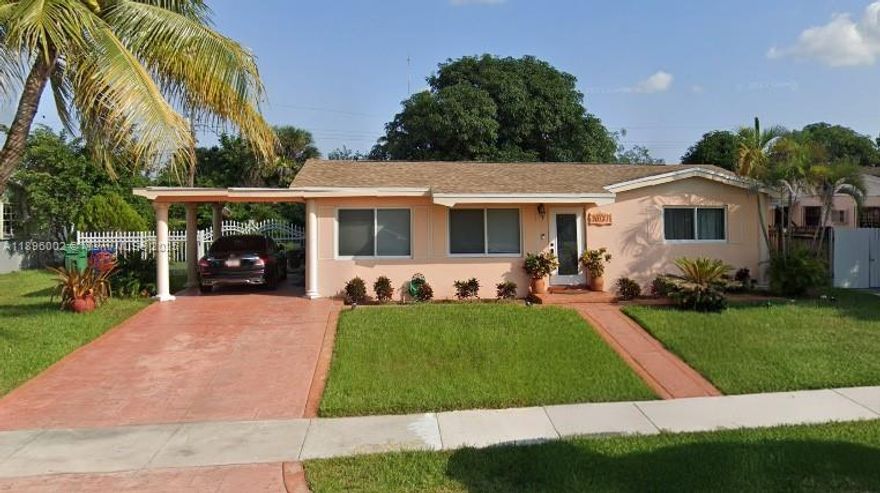 This Lovely home has been totally renovated, home features Two bedrooms ,open floor plan, newly renovated kitchen with wood cabinets and granite countertop, New appliances, tile floor through home. Has has new roof, new hurricane impact windows New A/C. Very large cover patio area across the back of the house has lots of potential. Owner very motivated
