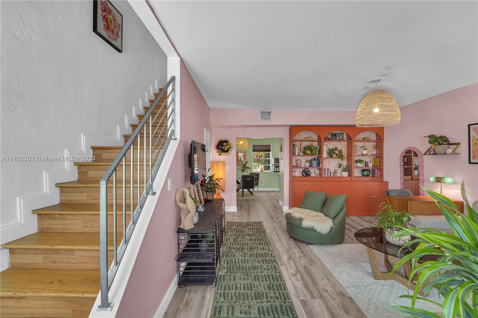Beautifully Renovated 1,001 Sqft Art Deco Townhome with 2 bedrooms, 1.5 baths, located in the heart of South Beach, close to Lincoln Rd and only a few blocks to the beach. Lots of natural light, brand-new flooring on the first floor, new kitchen and bathrooms, formal dining area separated from living room, half bath downstairs and impact door. Fully automated window shades, central A/C and washer/dryer in the unit. The building has great financials and low monthly fee!