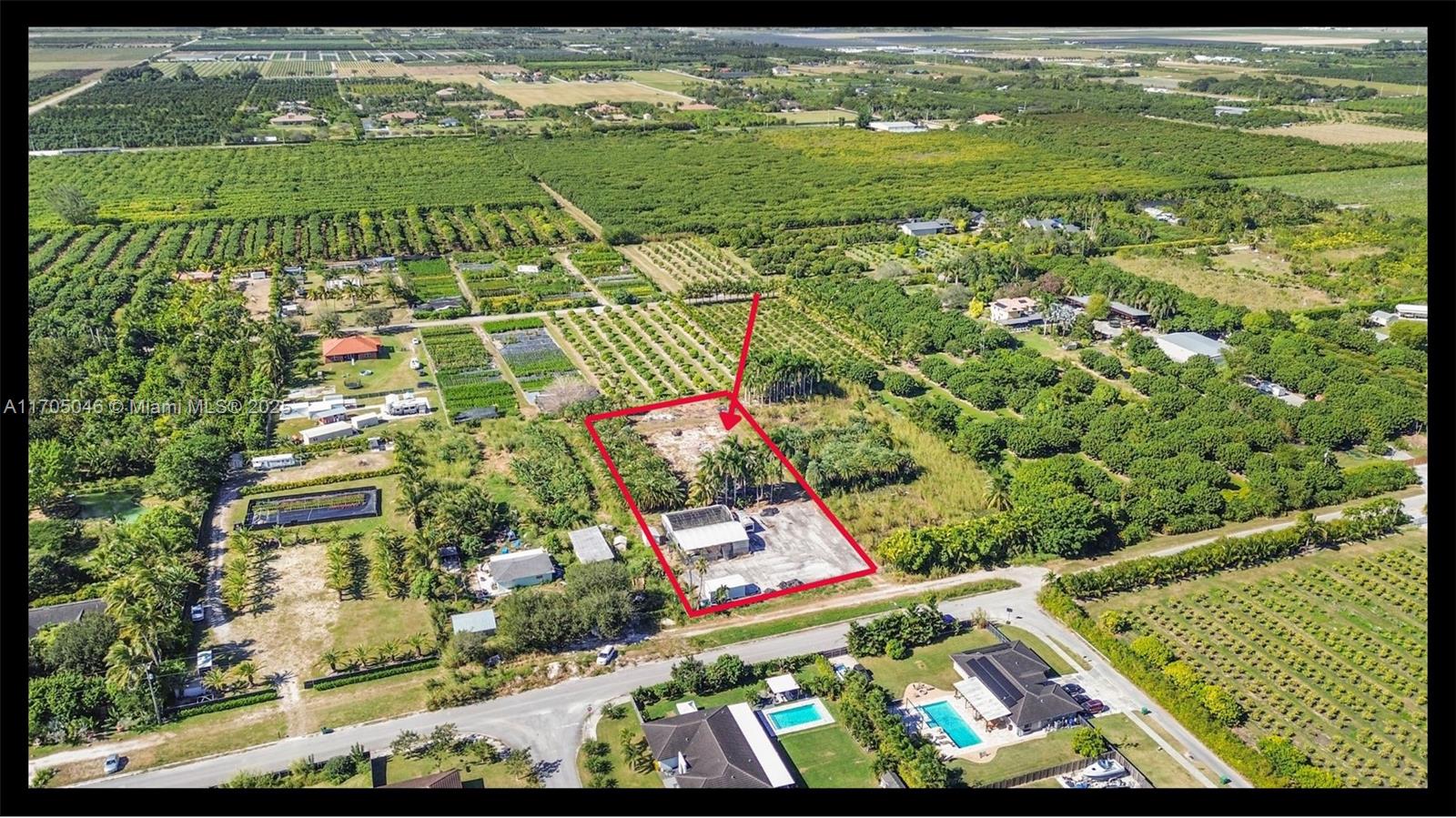 Ready to own a slice of paradise. Located in one of the most desirable neighborhoods in Homestead. You can either build new home or grow your crops. This 1.5-acre vacant, that comes with a green house, new septic tank with a Lift station, updated irrigation system and pump, RV trailer not include and Storage 12x20 NOT included with the sale. Main entrance is on paved road, and chain link fence providing added security. The lot is surrounded by new construction homes. The property is grandfathered in and meets the minimum zoning requirements for the construction of a single-family home. Property includes approximately 8 Royal Palms, 80 Canary Island Date Palms, Agricultural License available for sale with over 25 in business.