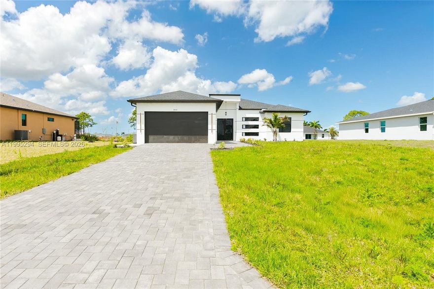 Enjoy this gorgeous new construction home in Cape Coral with no HOA! This single-family property offers 4 bedrooms, 3 bathrooms, and a beautiful canal view from the backyard. Property is being sold as-is. Submit all offers through MLS. Showing assistance available. Schedule your showing today!