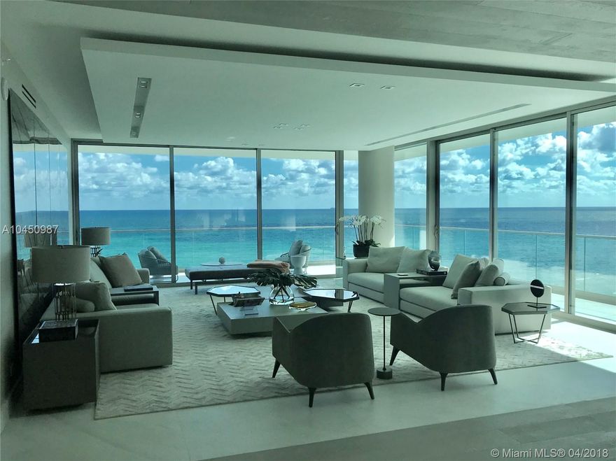 AMAZING MODEL UNIT completely turn key @ OCEANA BAL HARBOUR: Worth to see and show! The most beautiful in Oceana. Big corner unit and flow-through units with unobstructed views to Ocean and Bay. Amazing wrap around terrace of about 1,600 SF on top to the 4,185 SF under AC. Fully finished and furnished as model unit for Oceana. 3 bedrooms, 4 baths, family Den and much more. Marble and wood floors, Dada Kitchens with Golden Calacatta,  Gaggenau appliances and exquisitely finished and decorated . Turn Key unit, in the hart of Bal Harbour, the most exclusive and valued area in Miami.  A MUST SEE!!