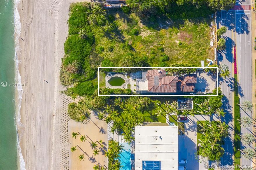 14,000 SF Lot, one of the last lots available to build Paradise on the beach or get a second option to renovate this property. Existing 5,389 Sq.Ft. Imagine residing in a beachfront home in Florida's most exclusive private oceanfront community, Golden Beach. Build a dream home w/ a private beach in your backyard. Gated community, tennis & basketball courts, parks, beach pavilion, city hall & private police force. The 24-hour security patrol inside & on the beach makes it a desirable location. House sold As-Is. Renderings are conceptual designs to be built.