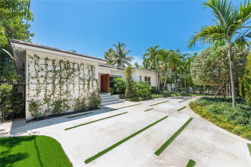Make your home this exquisite, lush green sanctuary in the heart of Miami Beach. Tastefully curated by renowned Errez Design, as featured in Architectural Digest and Forbes, this stunning, fully renovated home boasts the ideal 4 bed / 4 bath floor plan to meet all your living and entertainment needs. Features include: gourmet Italkraft kitchen with top of the line Sub-Zero and Wolf appliances, heated saltwater pool with spa, outdoor shower, smart system, security cameras, and stunning landscaping throughout that truly make it a must see.