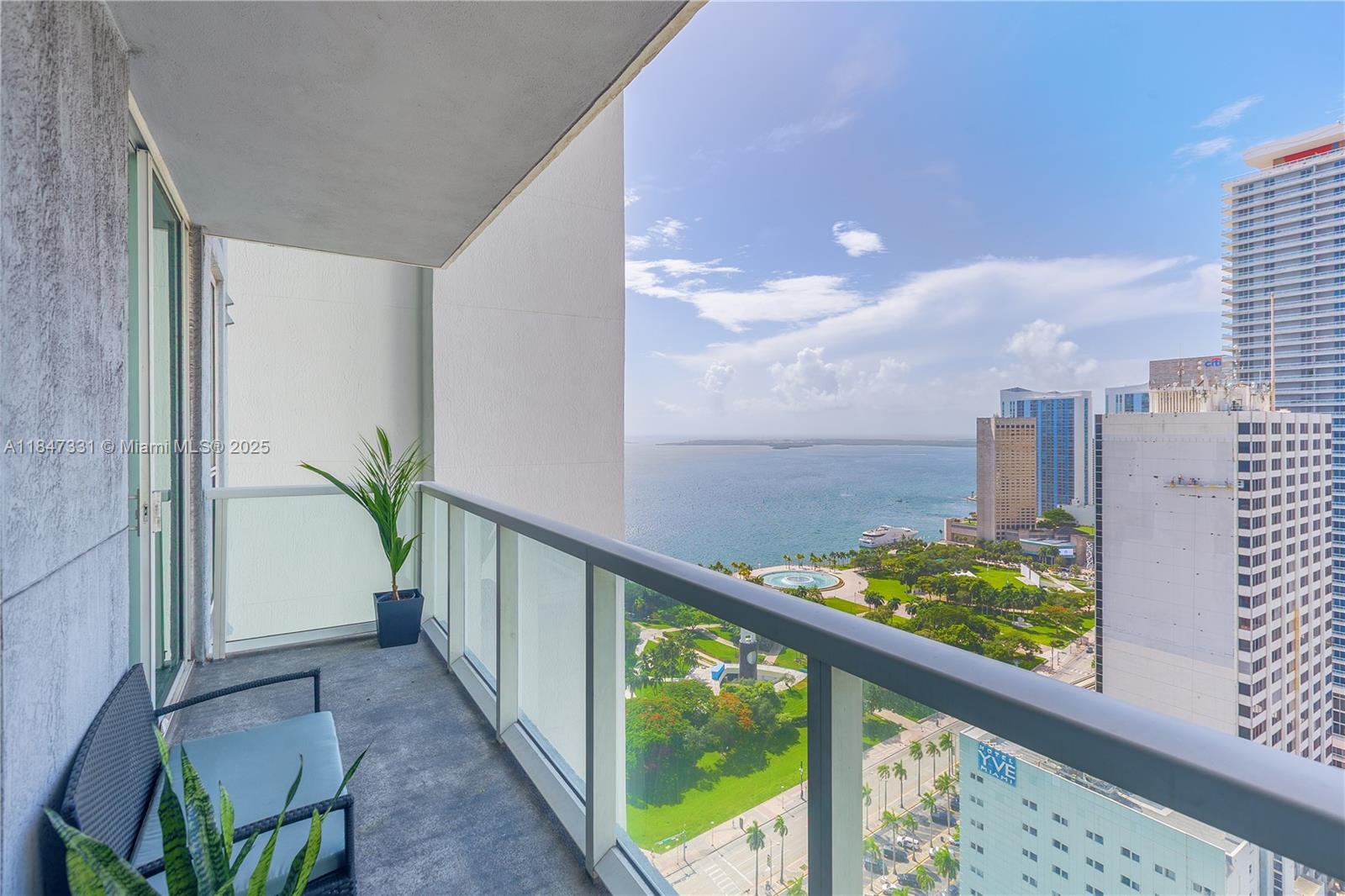 Stunning fully furnished studio with unobstructed views of Biscayne Bay and the Miami skyline! Located in the heart of Downtown Miami at Vizcayne, this high-floor residence offers floor-to-ceiling windows, a private balcony, and an open-concept layout that maximizes natural light and breathtaking views. The modern kitchen features stainless steel appliances and granite countertops. The open layout includes in-unit washer/dryer, and generous closet space.Enjoy resort-style amenities including multiple pools, a full-service spa, state-of-the-art fitness center, movie theater, 24-hour concierge, and security. Just steps from Bayfront Park, Bayside Marketplace, and the MetroMover. Includes one assigned parking space. Available for short or long-term lease.
