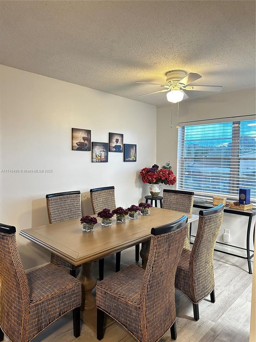 Welcome to this beautifully maintained, fully furnished condo located in the peaceful 55+ community of Century Village in West Palm Beach. This home offers a spacious and inviting living area, perfect for relaxing or entertaining. The newly renovated kitchen features modern updates and appliances. With two bedrooms, 1.5 updated bathrooms, and stylish wood vinyl flooring throughout, this condo is move-in ready. Enjoy the second-floor location with a view of the pool. Conveniently situated near I-95 and the Turnpike, this condo offers easy access to major highways for effortless travel.
