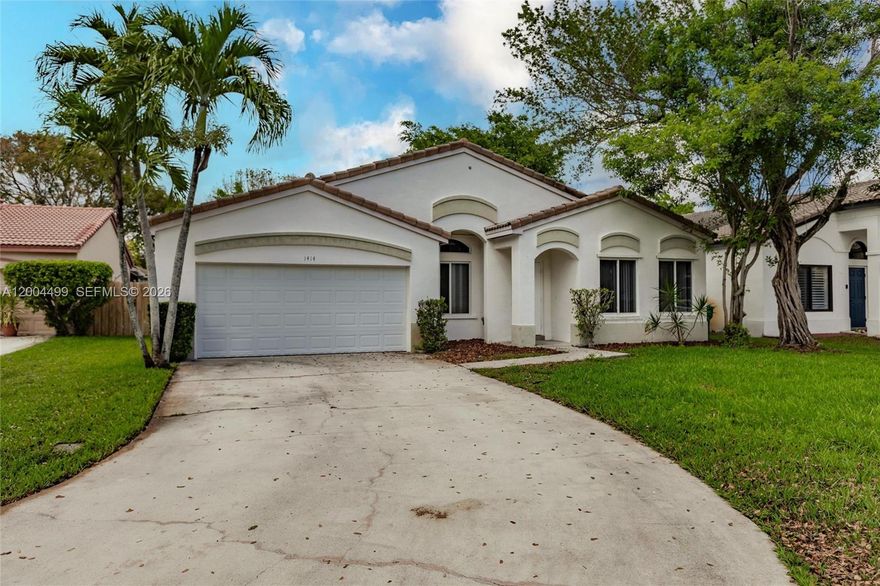 Beautiful single-story home in the highly desirable Harmony Lakes community! This property offers outstanding curb appeal and is ideally located within walking distance to resort-style amenities, including a community pool, tennis courts, basketball courts, walking trails, and playground.

Inside, you’ll find low-maintenance tile and luxury vinyl flooring throughout, creating a clean and modern feel. The spacious kitchen features white cabinetry, solid-surface countertops, and stainless steel appliances—perfect for both everyday living and entertaining.

The primary suite is a true retreat with direct access to the backyard, a large walk-in closet, dual sinks, a separate soaking tub, and a step-in shower. Three additional generously sized bedrooms provide plenty of space for family or guests.

Step outside to your own private oasis, complete with a sparkling in-ground pool and spa, plus a child safety fence for added peace of mind. A large dual sliding door from the family room and additional sliders from the primary suite create seamless indoor-outdoor living.

Conveniently located near I-595 with easy access to shopping, dining, and more—this home truly has it all!