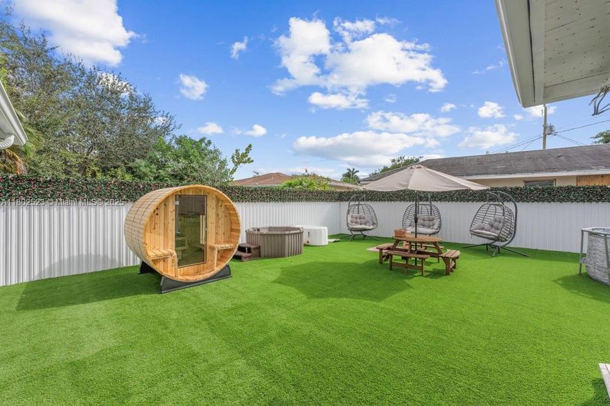 Luxurious 5BR/3.5BA retreat in West Palm Beach, just blocks from Downtown, Rosemary Square, and beaches. Perfect for families, this home features a private pool, jacuzzi, sauna, ice plunge tub, and outdoor bathroom. Enjoy endless fun with arcade basketball, mini-golf, cornhole, pool table, and Xbox. The spacious garden includes a BBQ area and picnic spots. Inside, you’ll find a fully equipped kitchen, cozy living room with TV, and a kids’ room with bunk beds. Close to top parks, malls, the convention center, and more—your perfect family getaway awaits!