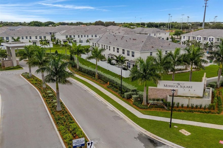 Stunning 4-bedroom / 3-bath corner townhouse in the desirable Merrick Square community! This modern home offers an open layout with a convenient first-floor bedroom and bath — perfect for guests or extended family. Enjoy high-end finishes throughout: quartz countertops, waterfall island, tile flooring, frameless glass showers, smart home features, and a water filtration system. Offered fully furnished, with furniture negotiable if preferred. Move-in ready and beautifully maintained — come see it today!