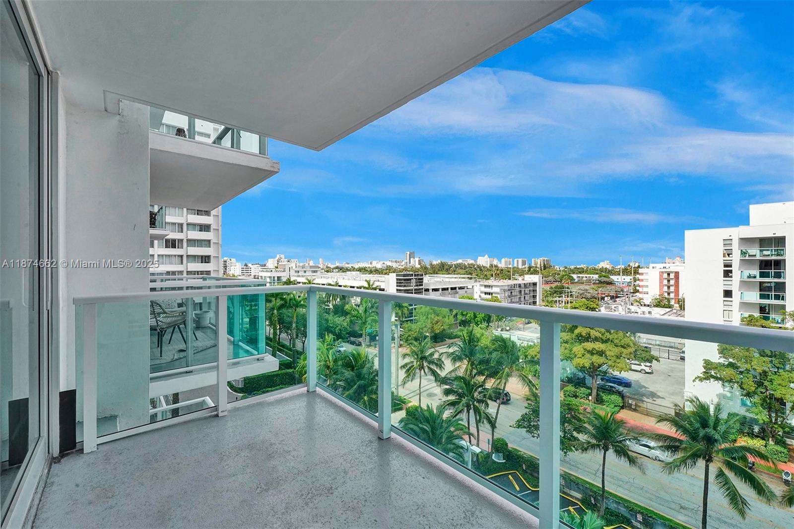 Spectacular large 1 bedroom facing Miami Beach Skyline. Tiled floors throughout, original kitchen, with glass enclosed balcony facing flamingo Park. Luminous condo on the 7th floor. Pool overlooking the bay, well equipped gym. Grocery market in lobby. Minutes from downtown, Lincoln Rd, Ocean Dr., airport and all the action in South Beach. 24-hour security with valet parking extra $85 per month a must-see!