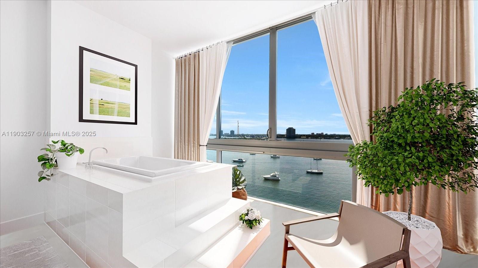 Luminous corner loft in an avant-garde building overlooking the shimmering Biscayne Bay, framed by floor-to-ceiling windows that capture the full sunset.This stunning 1,906 square-foot corner loft is offering a harmonious blend of function, and luxury. This modern home currently features three bedrooms, two bathrooms, and a freestanding Roman bathtub.Micro-cement floors throughout, offering a sleek, industrial aesthetic that can be easily customized. The open floor plan provides endless possibilities for reconfiguration, as the interior walls can be altered to create a layout tailored to your tastes. Top-tier amenities, including a state-of-the-art gym and an inviting rooftop pool with breathtaking views of the city and beyond. Two assigned parking spaces in the secure garage.