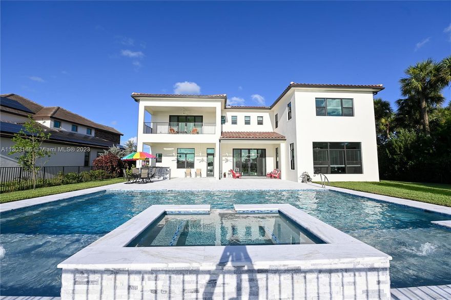 This is an absolutely stunning 5-bedroom, 8-bathroom home in the prestigious Palm Meadows community! Huge WOW factor. From the moment you enter, you're taken back by the very high ceilings and enormous wide-open space, featuring a glass elevator, huge white marble slabs throughout, luxurious white kitchen with high-end Monogram stainless steel appliances, natural gas built into the house for quality cooking including pot filler and giant center island. 1# lake view OF ALL THE HOMES. LARGEST POOL in community.  Full outdoor patio kitchen.  Emergency automatic power from built in generator. Fenced property. 2 large balconies in the front and back of the house. 
The best lake view and largest pool in the community. 
Lowest price house in its category in Palm Beach County
WILL NOT LAST!