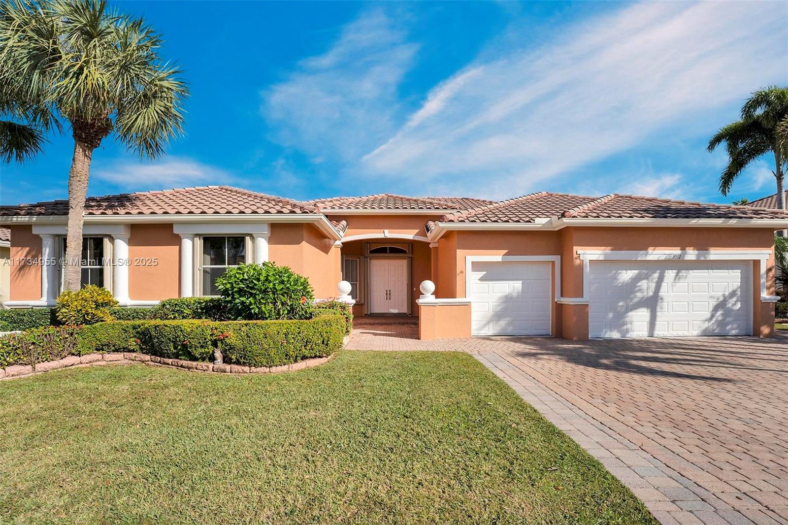 RARELY AVAILABLE & MOST DESIRED SINGLE-STORY WATERFRONT POOL HOME offering split floor design w/ 5 beds, 3 full baths (1 cabana style), spacious 2,800+ SQ FT living space, 3 CAR GARAGE, well-manicured landscaping, & ENTERTAINMENT SPACE GALORE! Interior offers tile flooring w/ volume ceilings, & an ABUNDANCE OF NATURAL LIGHT. Primary bedroom w/ GRAND ACCESS, direct water views, spacious bath, & WRAPAROUND WALK-IN CLOSET. NEWLY PAINTED EXTERIOR, new pool pump, & a 10,300+ SQ FT PREMIUM LOT. UNBEATABLE LOW HOA includes yard irrigation, community pool, sun deck, kid's playground, gym, basketball court, 2 tennis courts, beach volleyball court, open area playfield, party room, boardwalk, & a 24/7 live security guarded front gate. A+ SCHOOLS including CHARTER SCHOOLS at community entrance.