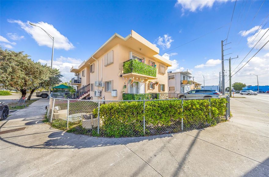 This 1969 four-plex is situated on a prime corner lot, offering a high-yield, turnkey acquisition for investors targeting one of Miami’s most resilient rental sub-markets. The building consists of four spacious 2-bedroom, 1-bathroom units, featuring a private and functional layout of two units per floor. The asset has been significantly de-risked with major capital improvements, including a new roof (2025), a completed 40-year recertification, and on-site laundry facilities. Each unit is equipped with individual mini-split AC systems, allowing for decentralized maintenance and efficient utility management.

The property presents a compelling value-add opportunity, as current rents sit significantly below the local market average. With a current monthly gross of $5,500 and a conservative pro forma potential of $8,400/mo, an investor can realize an immediate increase in NOI through lease renewals and minor cosmetic updates. The building's CBS construction and placement on a 5,300 SF lot—zoned R-3-5 (High-Density)—provides both immediate cash flow and long-term land value appreciation.

Strategically located just minutes from Miami International Airport, the Okeechobee Metro-rail Station, and Palm Avenue corridor, this property caters to a stable workforce and a growing population of young professionals. This is an ideal asset for a portfolio growth play in a neighborhood where vacancy remains at historic lows.