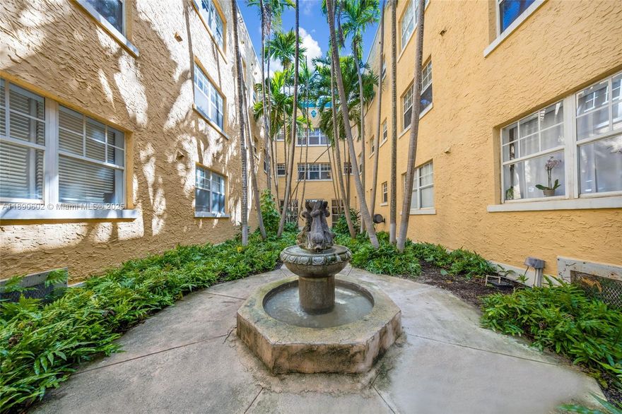 Located in the iconic 1925 Roosevelt Art Deco building, this top-floor updated unit offers nearly 700 sq ft of timeless charm and modern convenience. Featuring 2 bedrooms and 1 bathroom, it’s bright and airy with abundant natural light. The open kitchen, tile floors, central AC, and in-unit washer/dryer add everyday comfort. Enter through a lush courtyard with fountain and palm trees into a welcoming lobby with elevator. The building offers bike storage, easy street parking, a new roof, and strong financials. Just moments from the beach, Española Way, Lincoln Road, Whole Foods, and Flamingo Park, this home is ideal as a primary residence, vacation retreat, or investment property with immediate rental potential.