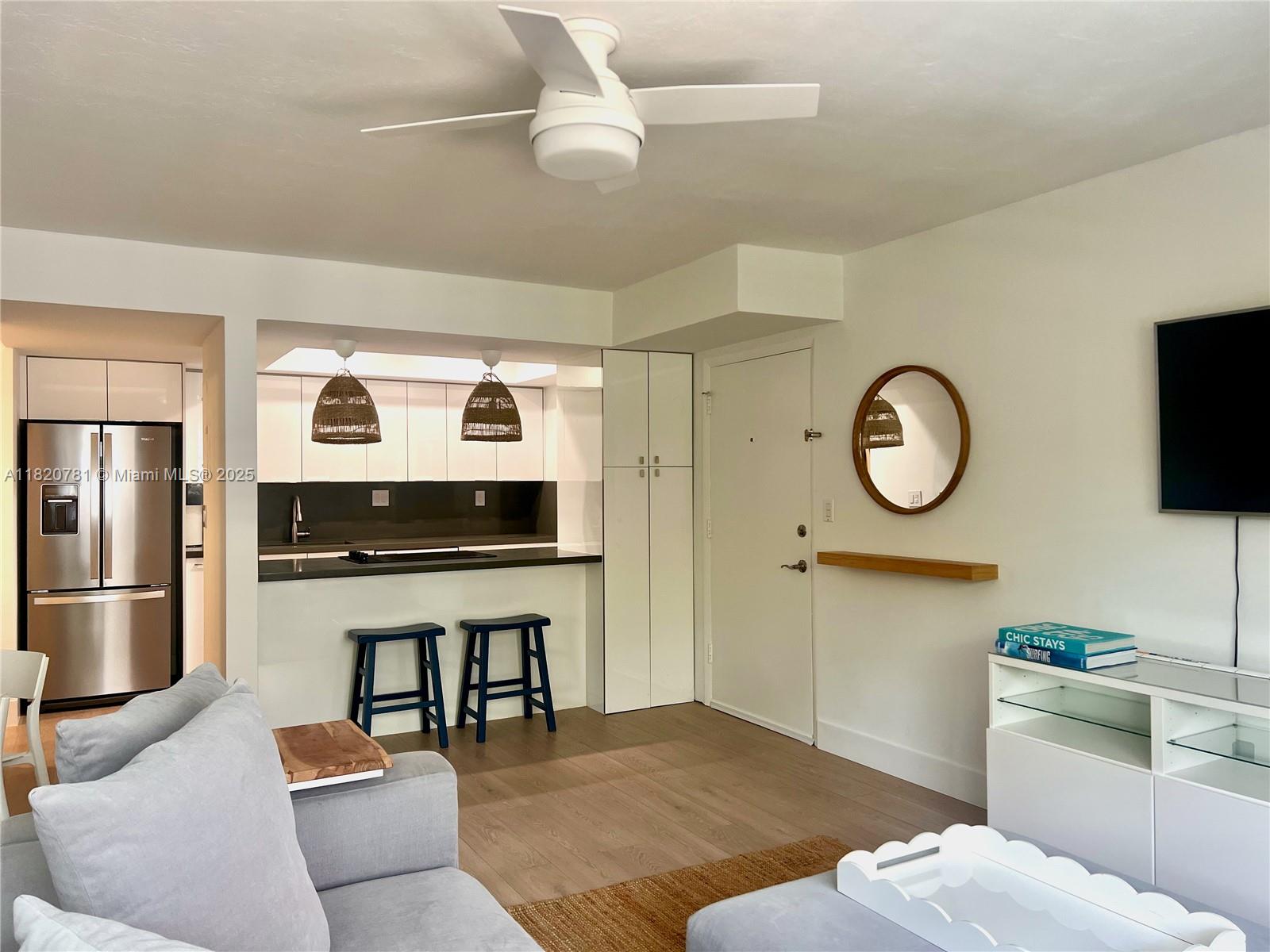 Fully renovated 1BR / 1BA condo located in a charming 10-unit boutique building in the heart of Key Biscayne. This cozy, minimalist beach-style unit features a brand-new bathroom, new flooring throughout, and fresh paint. Offered fully furnished and move-in ready. Enjoy peaceful, private island living just steps from restaurants, shops, supermarkets, banks, parks and more. The building includes FOB-access to beach entry, only a 5 minute walk away. Short term rentals are allowed with a minimum of 30 days. Rates may vary depending on season and length of stay. Flexible short-term and long-term rental options available. Easy to show!