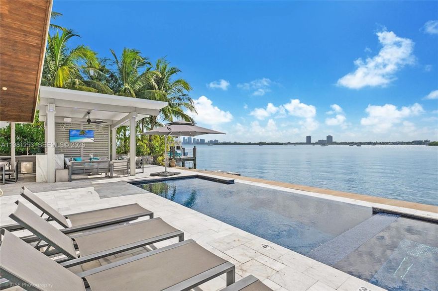 Discover a luxury waterfront home in a dynamic, changing gated island, offering 70 feet of direct bay frontage with breathtaking sunsets and serene views. This modern residence features 4 spacious bedrooms and 4 bathrooms, designed with high ceilings to enhance its airy ambiance. The open floor plan seamlessly integrates indoor and outdoor spaces, perfect for entertaining. Ideally located, it’s just 20 minutes to Miami Airport, 15 minutes from downtown Miami, and 12 minutes from prestigious private schools. Enjoy the convenience of a one-car garage. Experience living at its finest, with style, comfort, and the luxury of no fixed bridges.