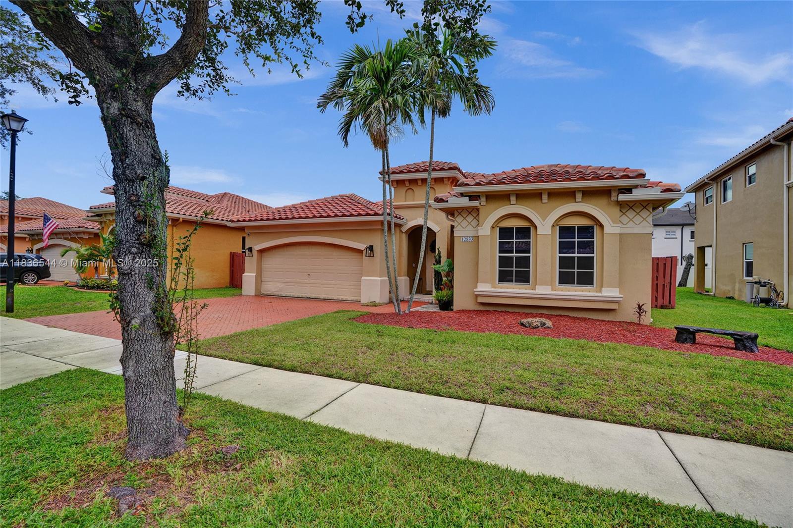 Experience Elegant South Florida Living in this beautifully upgraded one-story estate home, nestled within the prestigious guard-gated community of Bellagio at Vizcaya. Boasting over 1,760 sq ft of thoughtfully designed living space, this home features a lush, private backyard oasis—perfect for relaxing or entertaining. Enjoy the best of the South Florida lifestyle with top-rated schools, nearby parks, and convenient highway access just minutes away. This is luxury living redefined. The property come AS-IS and the property is pending in probate.