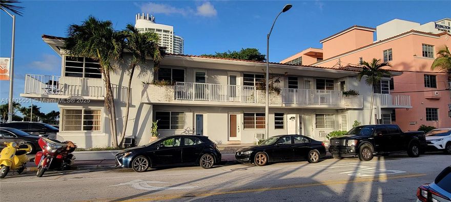 Prime Location - Bright Studio Apartment boosting 460 SQ FT of living space making it the largest studio apartment in a Boutique Building with only 10 Units. Unit is being sold with a with a Deeded Parking Space which is Hard to Find. Great for an Owner Occupant, Weekend Getaway or Investor. Low Maintenance Fees. Partial Ocean and Canal Views from Balcony. 1 Block away from beach access, shops, restaurant and some of the finest hotels in Miami Beach including The Fontainebleau.  Common Washer & Dryer Onsite. 40/50 Year Recertification completed December 2023. Don't miss the opportunity to own your own beach property! Great Deal, Great Price, Prime Location!