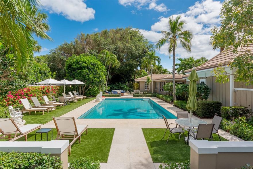 This a rare opportunity to own a classic Jupiter Island home! Nestled among lush, mature gardens, this meticulously maintained 4-bedroom house includes an oversized 42X20 pool and a one-bedroom/one-bath pool house. The primary bedroom has his-and-her bathrooms, and the two large guest bedrooms are ensuite. The home includes a large family room with a dining area, a formal living room, and a private office. Purchase the neighboring property, 111 Gomez, to create the ultimate family compound.