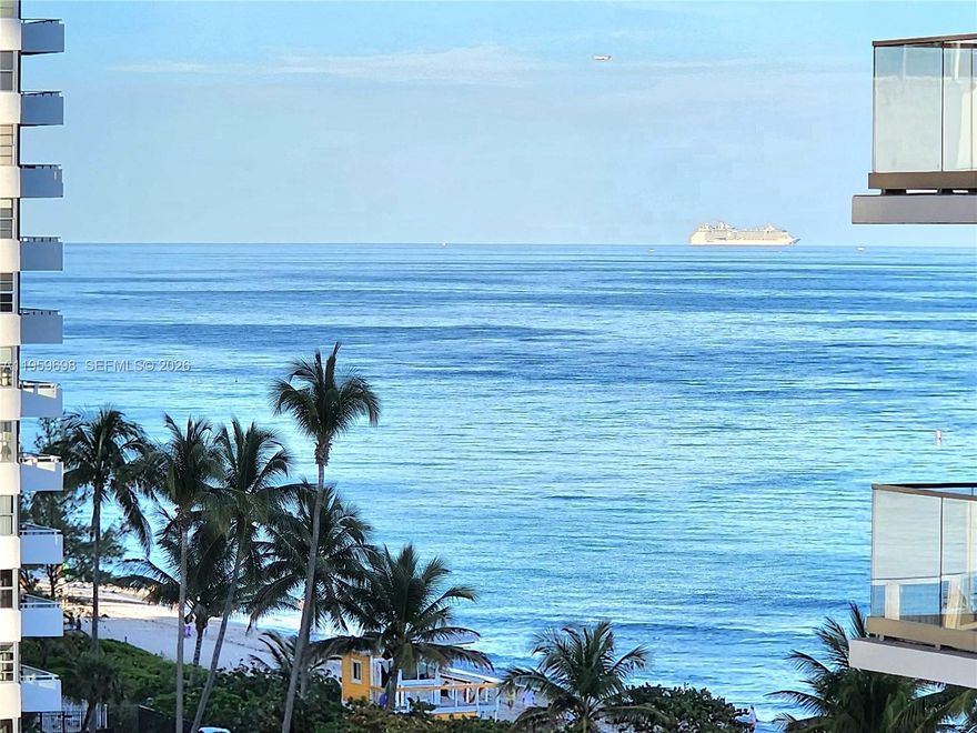 Oceanfront Living At It's Best!  Move In Ready, Nicely Renovated and Maintained Residence with Ocean and Intracoastal Views. Upon Entering You'll Be Greeted By Plenty of Natural Light and Blue Ocean Views.  Flow Through Living and Dining Room, and Split Bedroom Floor Plan.  The Washer/Dryer In The Residence Is a Great Convenience! 
Community Amenities Include: Large, Sunny Pool Deck, Heated Pool & Spa, Picnic Area w 2 Gas BBQ Grills, Large Fitness Center, Sauna, Steam Room,  Game Room, Billiard Room, Package Room, Bicycle Storage, Convenience Store and Cafe.  Professional Staff Includes Onsite Management, Front Desk Concierge, Valet, Pool & Beach Attendant. ~ Maintenance Is Paid Quarterly-Broken Down Monthly Is $1,066/mo. (this includes reserves)  There is a Special Assessment Total $43,593.75, w Monthly Payments of $346.91 (11/1/2025 - 10/1/2040) Which Transfers To The Buyer.