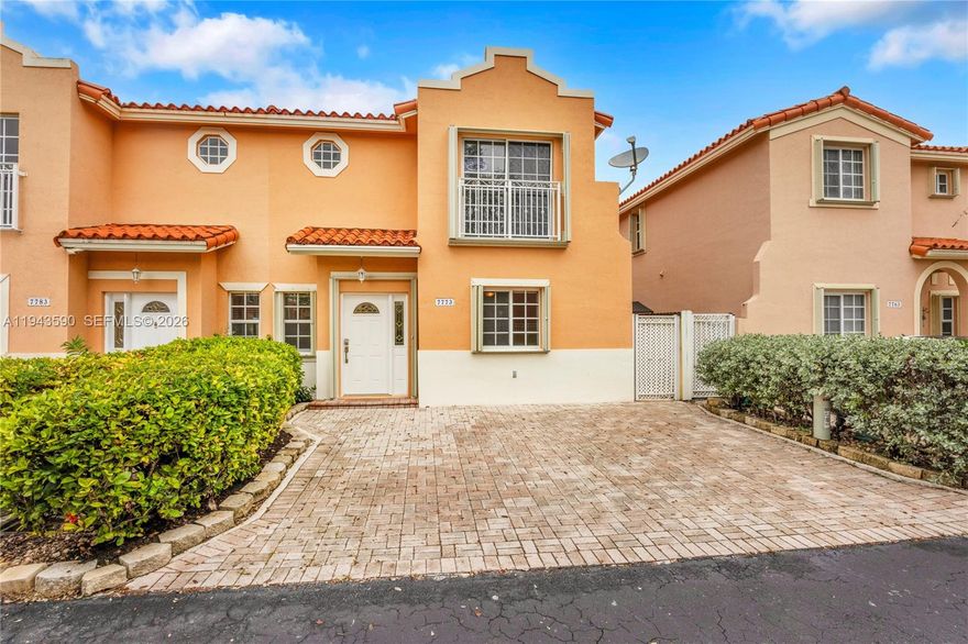 Exceptional location in the quiet, gated Villas of Barcelona community! This beautifully updated and spacious residence offers two primary suites, each with an ensuite bath and walk-in closets, plus an optional third bedroom and full bath on the first floor. The home features a remodeled open-concept layout with a new kitchen, granite countertops, and a center island—ideal for both everyday living and entertaining. The dining and family areas open to a charming private patio through French doors, perfect for morning coffee or relaxing evenings. Additional highlights include a convenient second-floor washer and dryer, large tile flooring, newer A/C, two storage sheds, two parking spaces directly in front of the unit, and ample guest parking. Enjoy outstanding community amenities just steps away, including a clubhouse, pool, jacuzzi, gym, dog park, and playground. Ideally located near top-rated schools, shopping, and dining, Baptist Hospital, major expressways, Downtown Dadeland, and Metrorail.