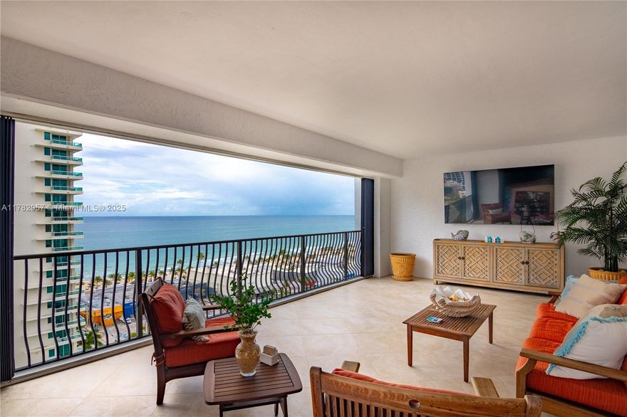 Stunning, One-of-a-Kind Residence Just Steps from the Beach!
This fully renovated 2-bedroom + den condo boasts 1,990 sq ft of refined living space and an expansive 1,100 sq ft wraparound balcony with breathtaking ocean and Intracoastal views. The den, currently styled as a chic vanity/office space, adds versatility. Designer touches abound with custom fire glass entry doors, elegant bathroom mirrors, high-end finishes, and bespoke closets and cabinetry throughout. The open-concept kitchen is a chef’s dream, designed with luxury and function in mind. Floor-to-ceiling high-impact windows flood the space with natural light and frame postcard-worthy views. Located just a short stroll from the sand, this is coastal living at its finest