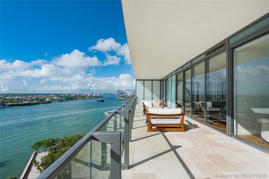 Sophisticated S/N facing high-floor residence at Apogee South Beach offering incredible South views of the ocean, Fisher Island, and Downtown, and North views of the South Beach scenery! This large flow-through condo features beautifully designed living room with an open high-end kitchen, large family room/dining area, two 11-foot wide terraces with a summer kitchen, and three en-suite bedrooms. Top-of-the-line finishes throughout, including wood floors, 10-foot ceilings with recessed lighting, whole-home automation, spa-like bathrooms, and a private elevator. Unit comes with 2.5-car air-conditioned garage. Enjoy Apogee’s world-class amenities: brand new pool areas, beach service, valet, security, concierge, spa, fitness center, & more.