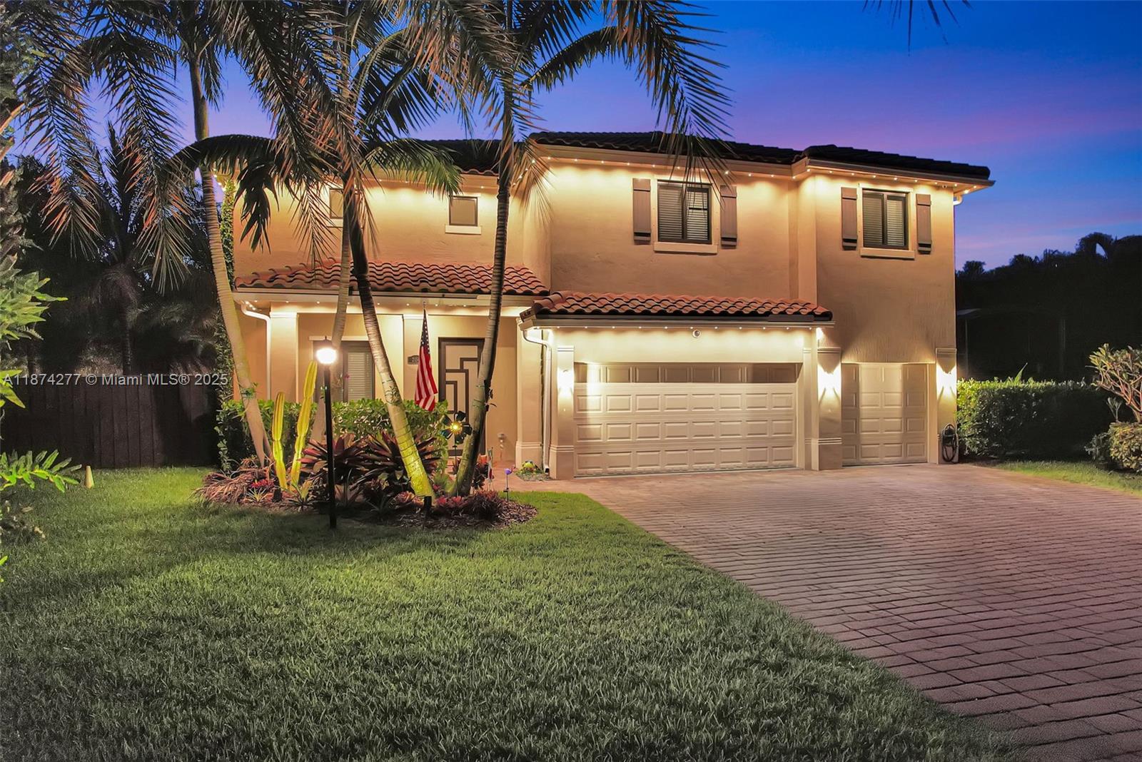 Stunning 4,800 sq. ft. estate on ½-acre lot, fully renovated in 2024 and move-in ready. Features impact windows, 36x36 porcelain floors, and a chef’s kitchen with island, induction cooktop, double ovens, commercial grade refrigerator and freezer as well as soft-close cabinets. Wood floors upstairs and spa-style marble bathrooms with frameless glass showers. Enjoy a private movie theater, professional gym, and premium furnishings throughout. Unwind in the 35 ft heated pool & spa, entertain at the 20x40 ft. tiki bar with full kitchen, or relax in the expansive backyard with travertine pavers. Covered RV/boat canopy included.