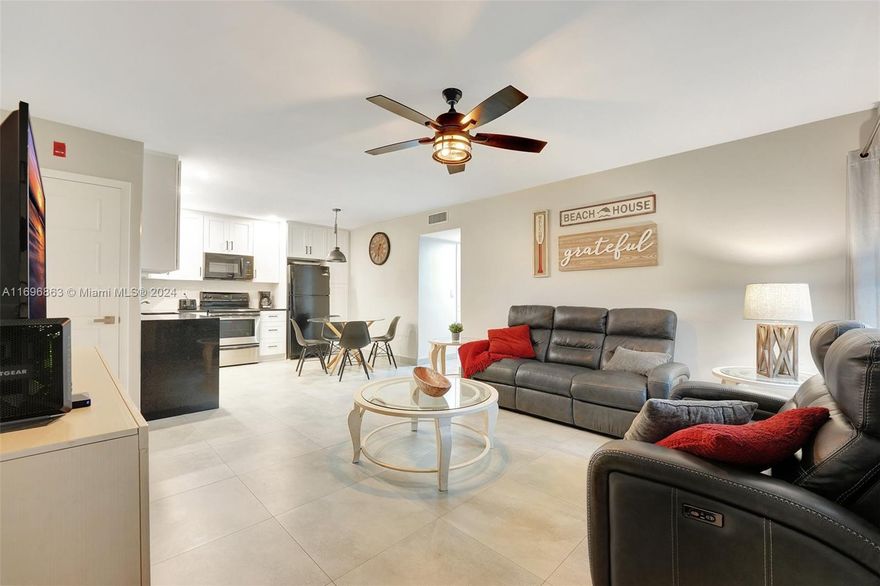 Looking for an investment? Been looking for a place to rent right away and able to do weekly rentals? This is it! Finally a place where you can live but also where you can rent for 5 days and more! as often as you want! Wow!!! Located in Pompano Beach, only a few minutes from the ocean, this 2 bedrooms & 2 bathrooms unit is sold fully furnished & turnkey. Open floor plan with large and modern kitchen with white cabinets & lots of storage. Impact glass windows all around, ensuring peace and security. Enjoy the luxurious new porcelain flooring and upgraded doors throughout. Both bathrooms were also remodeled. With the freedom to rent as often as you'd like, this condo is the perfect blend of comfort and investment potential. Don’t miss out on this outstanding opportunity!
