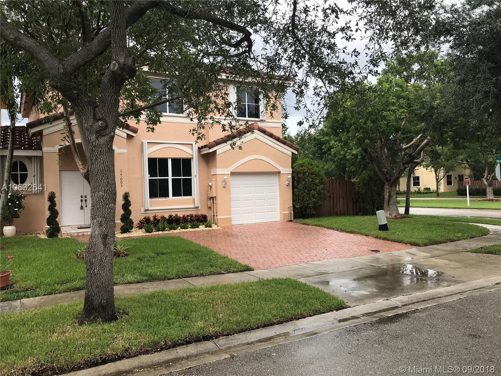 Great opportunity to own a property in desirable Nautical in west Miramar. This beautiful corner townhome offers a very nice floor plan with 4 bedrooms and 2.5 baths. Upgrades throughout, tile on first floor and laminate wood on stairs and second floor. Iron railing on stairs. Very nice backyard with a covered patio and the added bonus of mango and avocado trees. Upgraded brand new kitchen is being installed and will be completed prior to closing. New stainless steel appliances will be installed as well. Guard gated, very safe and peaceful community. Great location with excellent schools, convenient to shopping and easy access to highway. Easy to show on Supra, request showing thru show assist for alarm code.