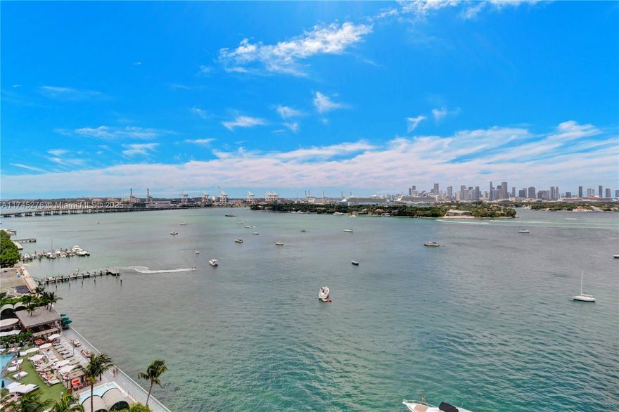 Enjoy spectacular Biscayne Bay, Port of Miami and Downtown views from this bright and beautifully renovated furnished Studio. Serene wood floors throughout the entire apartment. Mirador 1200 is a full amenity building, large swimming pool, Jacuzzi, BBQ area, wonderful Biscayne Bay views, can't miss the Sunsets!! Walking distance to hip trendy restaurants, Whole Foods, Trader Joe's, Lincoln Road, Shops and more! LOCATION, location, location!