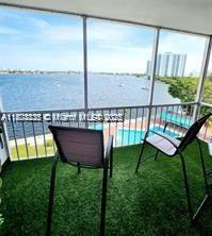 Beautiful and comfortable with must-see water VIEW, in the heart of Aventura, 1 bedroom 1 bath VIEW THROUGHOUT the unit. Screened balcony overlooking bay. Spacious walk-in closets. Accordion hurricane shutters. NEW high impact WINDOWS and have accordion shutters. As is. No new assessments for now. Reserves include in maintenance. Total of 5 pools- sauna & gym, Card room, library, party room, plenty of billiard tables, ping pong 2.5 miles of scenic walking paths 24/7 Secured, gated community. Take advantage of convenient access to shopping, restaurants, and Aventura Mall. Stay active with twice-weekly free yoga classes, painting classes. Join the Friday night dance or Shows in the Auditorium, Active 55+ Community
