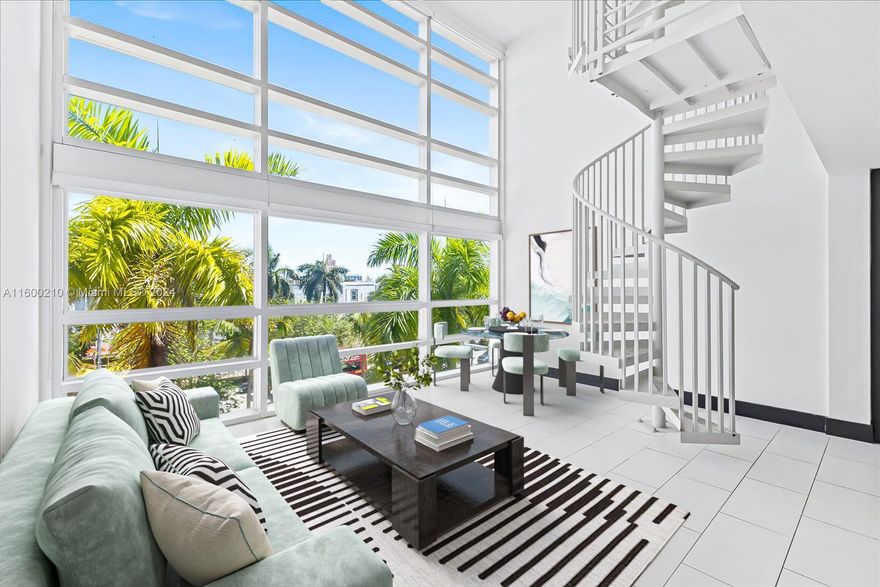 Experience MODERN BEACHSIDE LIVING in your new three-story loft including your own PRIVATE ROOFTOP in the desirable South of Fifth neighborhood in Miami Beach. This contemporary gem offers a spacious layout and abundant natural light thanks to your 18-foot floor to ceiling windows. On the first level you have your sleek kitchen and living area, on the second your bedroom, and on the third your private rooftop with breathtaking 360-degree City and Ocean views. Perfect for Relaxing or Entertaining. This boutique building offers a truly luxury experience—just a few blocks from the beach and some of the best places to wine, dine, see & be seen! Meridian 5 boasts a semi-private pool, enclosed parking, and a state-of-the-art security system. 30 Day + Rentals permitted. LOW HOA FEES NO ASSESSMENT