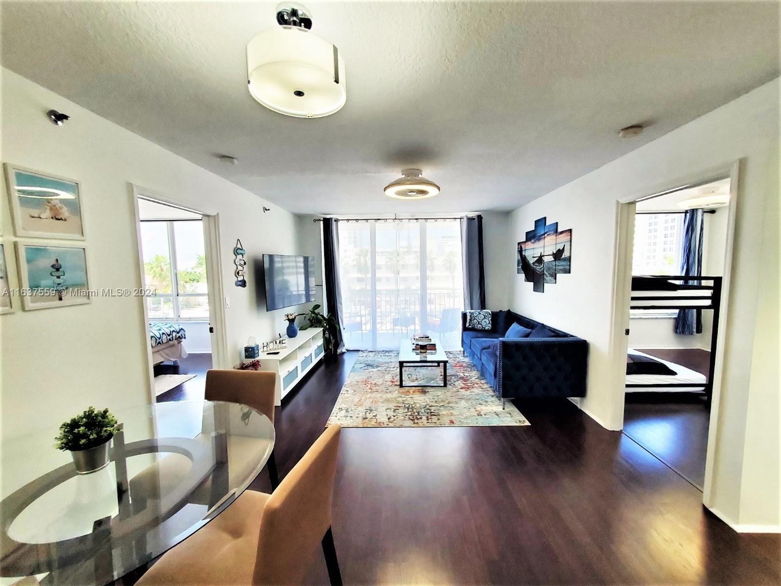 Enjoy the beach life in this amazing 2 bedroom 2 bathroom Furnished condo. The condo has a Den that can be used as an office, TV room, guest room or anything else. It includes SS appliances, washer and dryer inside the apartment, beautiful wood flooring, walk-in closet. Tastefully decorated and furnished. Parking garage, with assigned parking, secure building access with card/key/intercom. Located in the Faena District, an incredible location with so much neighborhood character. Within walking distance to cafes, shopping, 41st St, etc. really adds to the quality of life. Walk to Lincoln road or hop on a free trolley right outside the condo to anywhere on The Beach! No pets allowed in the building, HOA requires 650+ credit score.