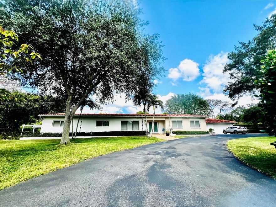 Beautiful home sprawling over 38,000 square foot lot. A unique gem located on a peaceful, picturesque street in the vibrant heart of South Miami. Surrounded by stunning homes and welcoming neighbors. This 3 bedroom 3 bathrooms with a separate in laws quarters 1/1 makes for the perfect home. Make it yours today! Property being sold as-is.