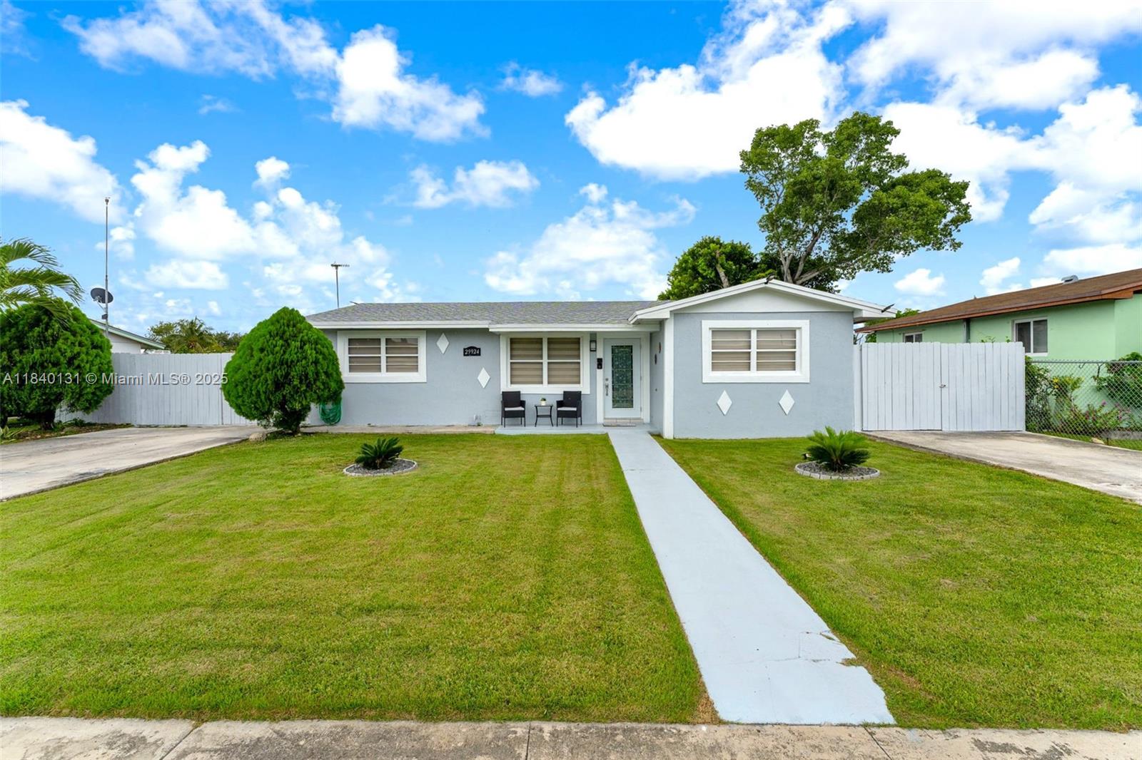 No HOA! 4-Bedroom, 2-Bathroom Home with Major Upgrades: New ROOF (2023). New A/C Ducts (2023). Brand New Kitchen w/ Stainless Steel Appliances, Washer/Dryer, New Master Bedroom Bathroom, New Aluminum Covered Terrace & More. Freshly Painted Exterior. Concrete on Both Sides of House w/ Space for Boat, RV, Trailer. Potential for an In-Laws Quarters or Income Producing/Rent. Huge Yard w/ Space for Pool. Jacuzzi & Large Storage Shed Included. Master Bedroom w/ Walk-In Closet. 3 Full Bedrooms Plus 1 Additional Office/Den can be used as additional bedroom. Highly sought-after, quiet neighborhood just minutes from Turnpike, Homestead Baptist Hospital, Schools, Target, Publix, Walmart, Dining, Major Expressways & More. NO Flood Zone (Zone X). Seller Contributions Considered with Full-Priced Offer.