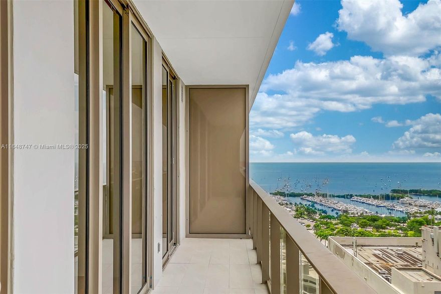 Enjoy this beautiful unit on the high floors of the brand-new Mr. C Residences, located in Coconut Grove! Two bedrooms and two bathrooms on a 981 sqft living area with 147 sf balcony giving you a total of 1,128 sf of Modern living. Custom Italian cabinetry, with terrazzo countertops, Wolf, and Subzero Appliances. 10ft high ceilings. Gorgeous views of the city and the Bay. The unit comes with one large storage 4'-0"x 8'-0". Concierge reception, butler services, 24-hour valet and security, secluded rooftop pool, and laptop pool, with extraordinary 5-star amenities of luxury! Walking distance to all restaurants, malls, and all the Coconut Grove Lifestyle!!