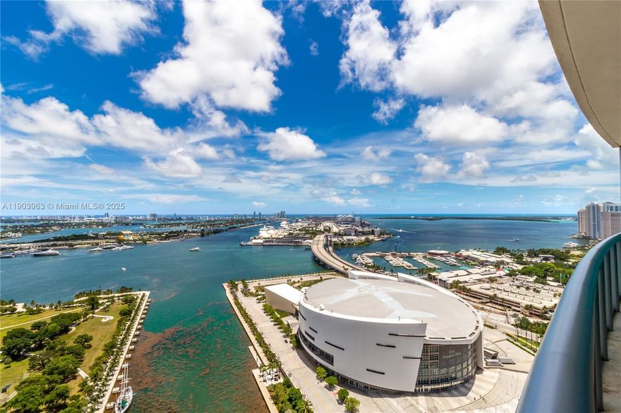 Enjoy panoramic views of Biscayne Bay, Museum Park, Kaseya Arena & Miami Beach skyline from the 36th floor of this 2BR/2.5 Bath condo at Marina Blue in Downtown Miami!

This 1,323 SF unit features marble flooring throughout, 9-ft impact-resistant floor-to-ceiling windows, and a spacious master BR with custom built-in closets and an ensuite bath with bidet, double vanity, soaking tub, and glass-door shower. Includes full-size W/D, European cabinetry, stainless steel appliances, 1 parking, and 1 storage space.

Building amenities: sunrise/sunset pools, hot tub, 24-hour security, valet, business center, fitness/yoga room, BBQ grills, club room, putting green, and Wi-Fi in common areas. Steps to Miami World Center, Arena, Bayside, Arsht Center, with the metro mover directly behind.