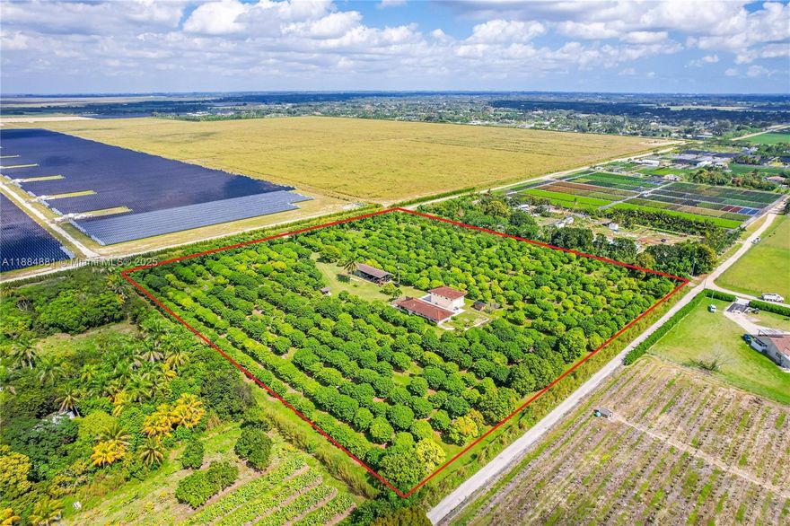 REDLAND 10 AC (GROSS) LYCHEE GROVE FEATURING A 3/2 COUNTRY FARMHOUSE W/ GARDEN, FEATURES INCLUDE: DETACHED DBL DECKER WAREHOUSE W/ APARTMENT & OFFICE, POLE BARN W/ A/C OFFICE & SECURITY CAMERAS ON PRIVATE NETWORK. SITUATED ON A RURAL ROAD, THIS ONE-OF-A-KIND PROPERTY IS CLEAN W/ ASSORTED LYCHEE GROVE (+/- 500) & ZONED IRRIGATION. THE HOME IS A SPLIT PLAN W/ AN AMAZING CHEFS KITCHEN W/ COMMERCIAL GRADE GAS STOVE W/ DBL OVENS. THE MAIN SUITE HAS A PRIVATE LANAI W/ JACUZZI. ADJACENT TO THE HOME IS A DET. 2 STORY GARAGE/WAREHOUSE W/ HURRICANE PROOF TANDEM 13X10 DOORS WITH 2 BATHS 1 IS DOWNSTAIRS FOR STAFF, UPSTAIRS IS A 1/1 APARTMENT W/ KITCHEN. THE POLE BARN HAS AN A/C OFFICE & SECURITY CAMERAS, FULL POWER AND FERTILIZING STATION W/ COMPRESSED AIR. RV HOOK UP AVAILABLE. ENLARGE PHOTOS