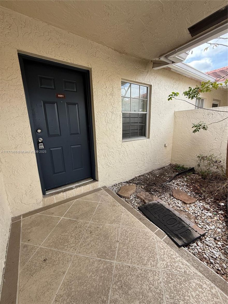 Amazing 2 bedroom 2 bath Villa ready for move-in NOW. Large enclosed patio, 2 assigned parking spots in front of unit and plenty of guest parking available. Great neighborhood for families, A rated school, plenty of shopping plazas with restaurants, supermarkets, banks, gas stations all just a few minutes away. Near 441 and major highways like Turnpike and Sawgrass expressway. Walmart, Publix, restaurants at walking distance.