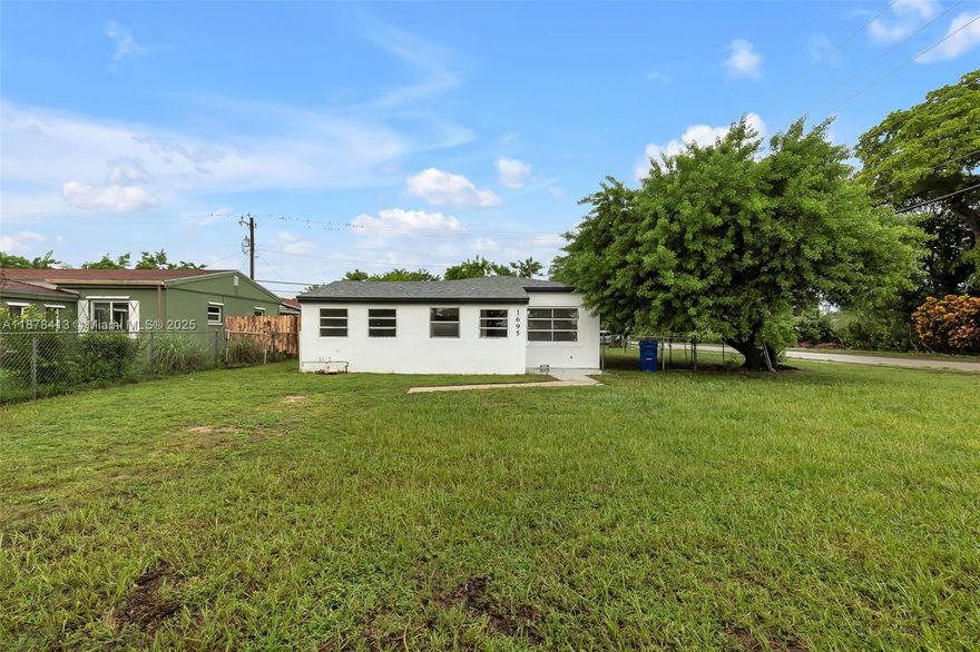 Come tour this charming single family home in the Fulford by the Sea neighborhood in North Miami Beach! This corner lot home features 3 ample bedrooms, 2 bathrooms with an office/den. Showcasing a new roof, tile flooring throughout and a designated laundry area. Outdoors, enjoy the fully fenced in yard that offers great space for entertainment with enough room for a pool. Plenty of parking. NO HOA. Centrally located just minutes from the NMB City Hall, parks, beaches, highways and tons of shopping and dining options.