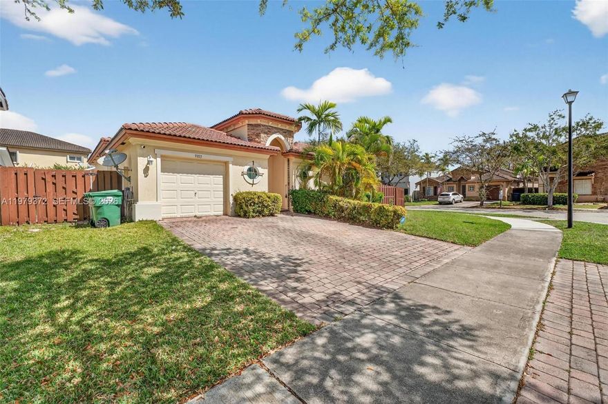 Spectacular 3 Bedrooms, 2 ½ Baths, 1 story single family home located in a peaceful neighborhood. It features a private driveway and covered garage, a well-kept front yard. A huge corner lot with space for a boat and more. A covered terrace great for entertainment, a convenient multi purpose storage installed in the backyard. Open kitchen, living and dining rooms with ceramic floors all around, resort style club house, swimming pool, playground, exercise room, close to great schools, shopping centers, restaurants, marina, secured community 24/7.