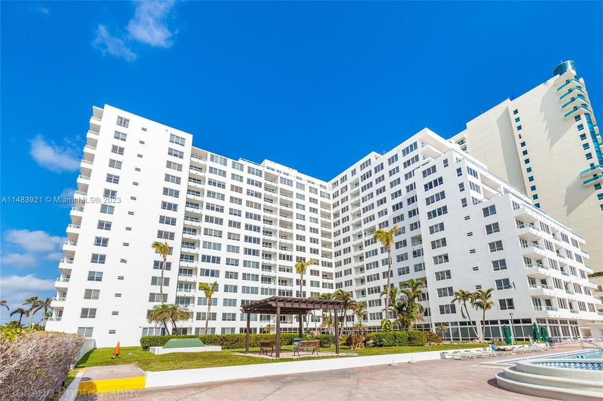Live on the Ocean in Millionaire's Row. Amazing views of the intracoastal, ocean, Collins Avenue & Miami skyline. Building completed the 40+yrs Recertification Permit, solid concrete, new & beautiful, all impact windows/doors. Corner Unit 2/2, Walk-in closet. Amenities incl. pool, gym, priv BBQ area in the sand, party/rec rm, beauty salon & restaurant. Dock across on intracoastal. Full Service Bldg, 24 hr. security, front desk & valet. Covered Pkng. Close to 41 st., South Bch, Bal Harbour, Midtown, Wynwood. Great value in one of the most sought after bldgs in Miami Beach