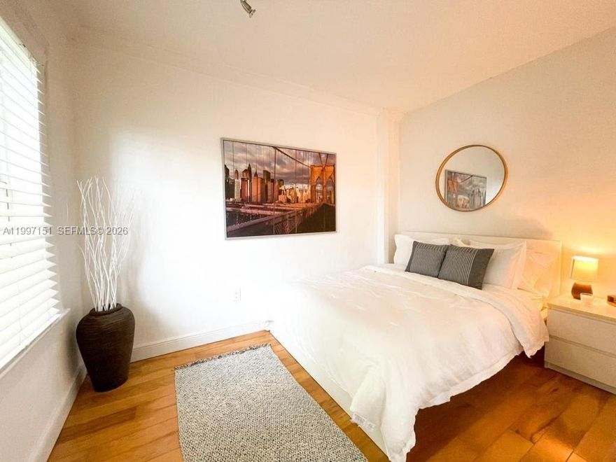 Beautiful 1 bedroom apartment half block from Lincoln Road. For rent completely furnished with a queen bed in bedroom and wood floor all around. LCD high definition tv. Great unit to live in or for a vacation home. Don t miss it. Easy to show. Very beautiful original art deco building. First, last and security. No Pets.