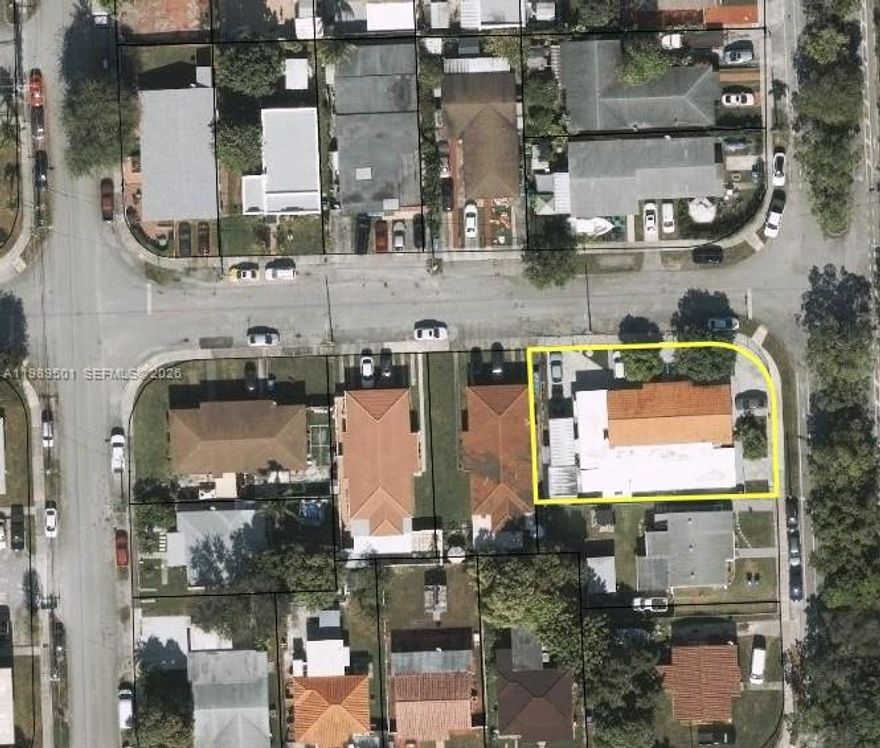 Strategically positioned on a prime corner lot, this expansive multi-family property presents a compelling investment opportunity in one of Miami’s centrally located neighborhoods. Offering 3,176 SF of living space on a generous 8,978 SF lot. While some updates could further enhance its value, it has been consistently well maintained, with hurricane accordion shutters, privacy fence with 3 vehicle entrance gates and 2 pedestrian gates. The unit mix is both versatile and attractive to tenants and all units enjoy abundant natural light. The largest residence is a spacious 3/2 unit (split bedroom design) featuring central A/C,  private laundry and direct patio access. The well-proportioned 1/1 unit includes central A/C, laundry room and an enclosed private outdoor area - adding desirable living space. Two studio units with private entrances - one notably larger - both have split AC systems and share patio access, creating additional appeal (you will be surprised how spacious they are). A standout feature is the ample parking available both on-site and along the perimeter, complemented by convenient outdoor storage.  1 tenant remains (month to month) and may be interested in staying.  Property is on a no-flood zone and ideally situated on the edge of Coral Gables and just minutes from Downtown Miami/Brickell area & Coconut Grove, this property is well suited for investors seeking strong rental demand and long-term appreciation.  Please do not disturb the tenant.